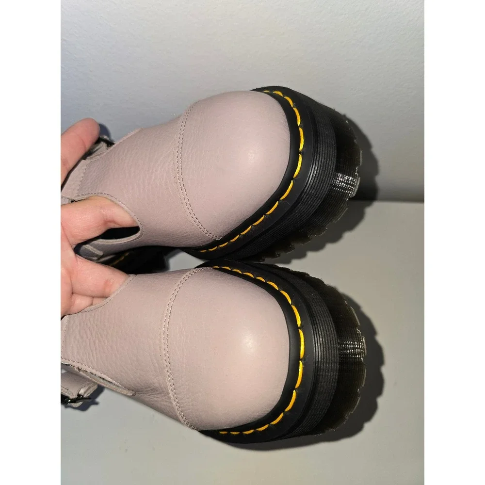 Dr. Martens Bethan T-Bar Platform Mary Jane Shoes Pink Taupe Leather Womens US 9